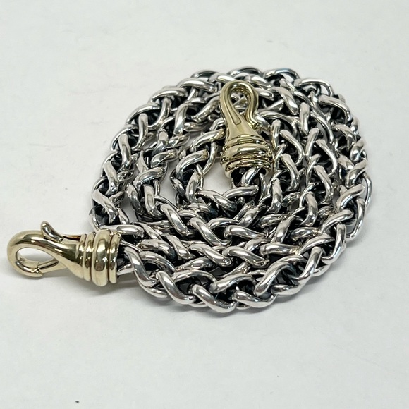 David Yurman 14K Gold Clasp 6MM Wheat Chain Necklace .925 - Picture 7 of 7